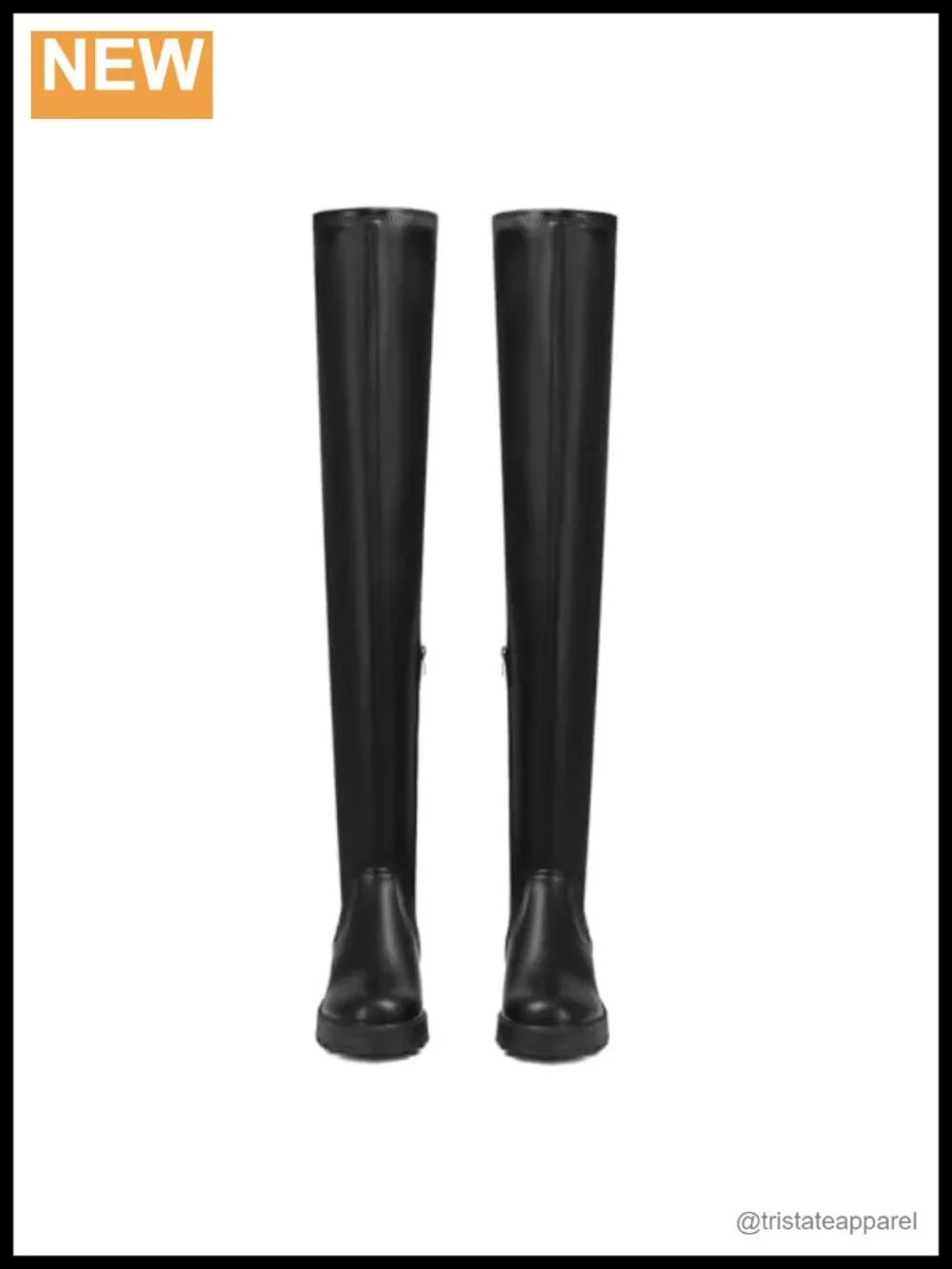 Over the Knee High Boots Chunky Heel Slip On Faux Leather Stretch Thigh High
